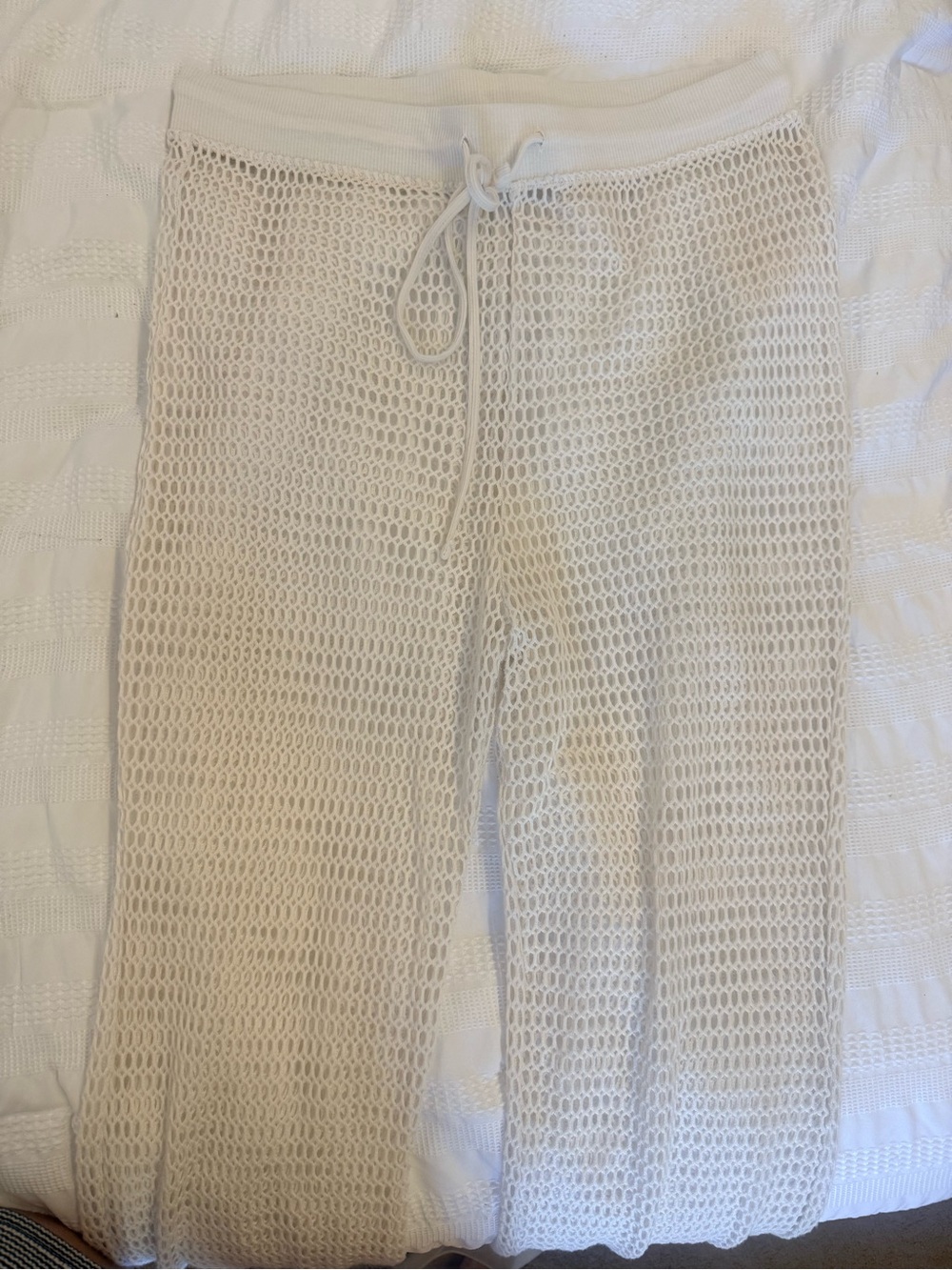 Women’s Cream Knit Mesh Drawstring Pants